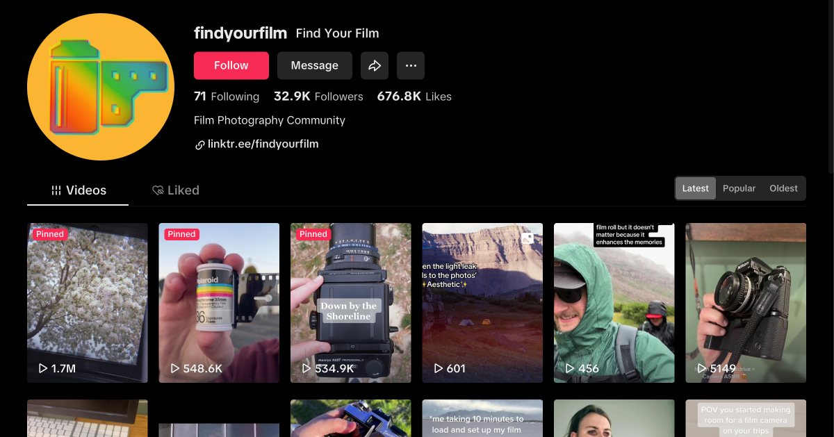 Film Photography Tik Tok&nbsp;Page
